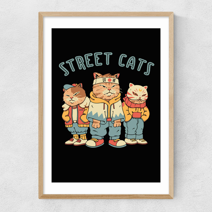 Street Cats Narrow Oak Frame