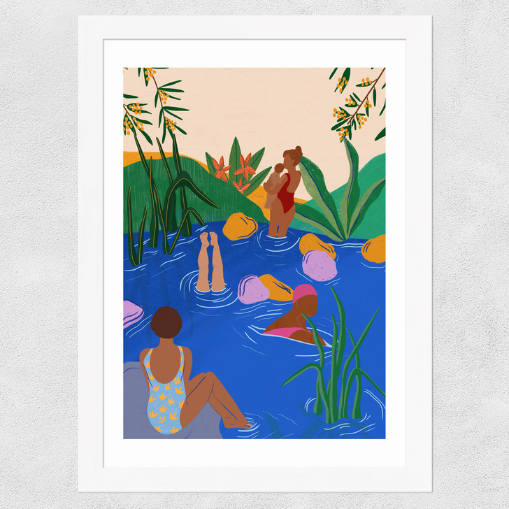 Swimming Wild Wide White Frame