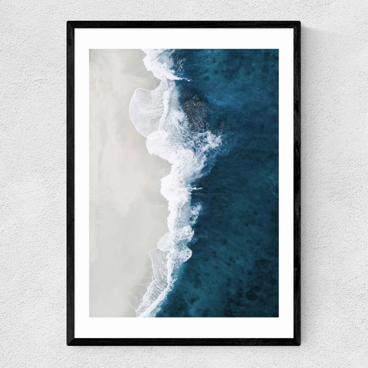 Ocean Aerial Narrow Black Frame
