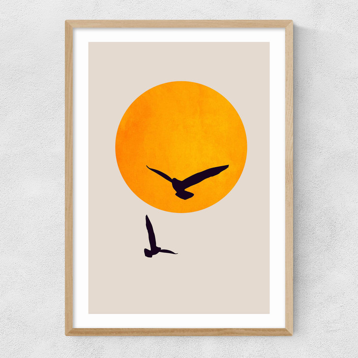 Birds In The Sky Narrow Oak Frame Birds In The Sky Narrow Oak Frame