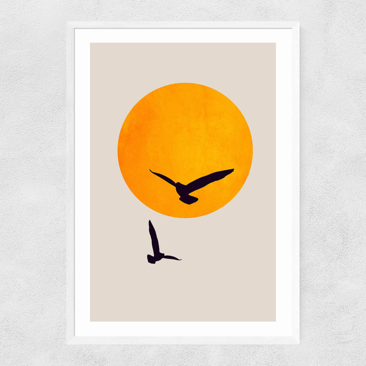 Birds In The Sky Narrow White Frame Birds In The Sky Narrow White Frame