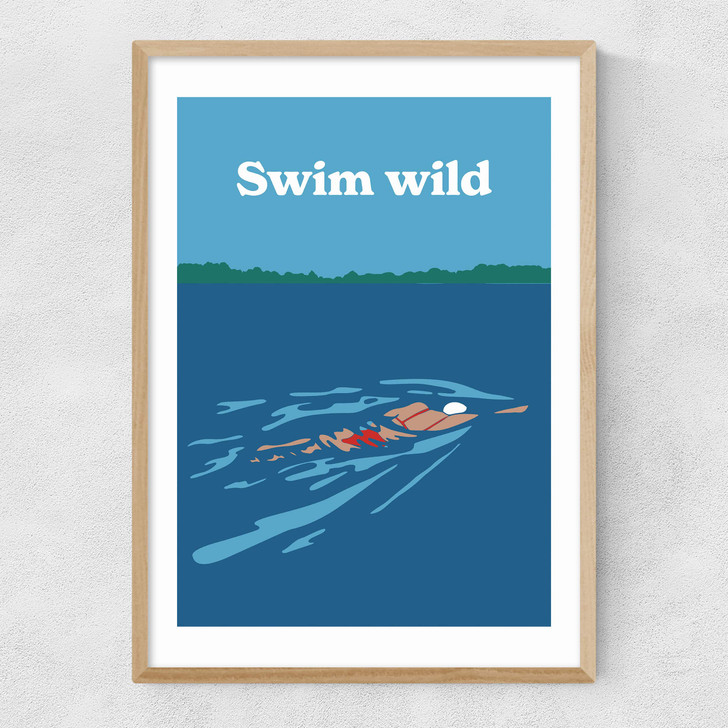 Swim Wild Narrow Oak Frame