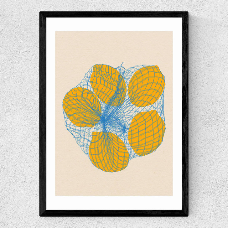 Five Lemons In A Net Bag Medium Black Frame