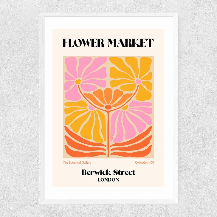 Berwick Street Flower Market Narrow White Frame Berwick Street Flower Market Narrow White Frame