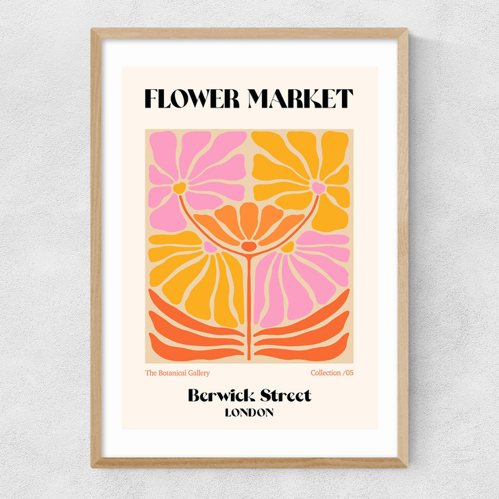Berwick Street Flower Market Narrow Oak Frame