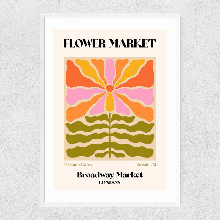 Broadway Market Flower Market Narrow White Frame