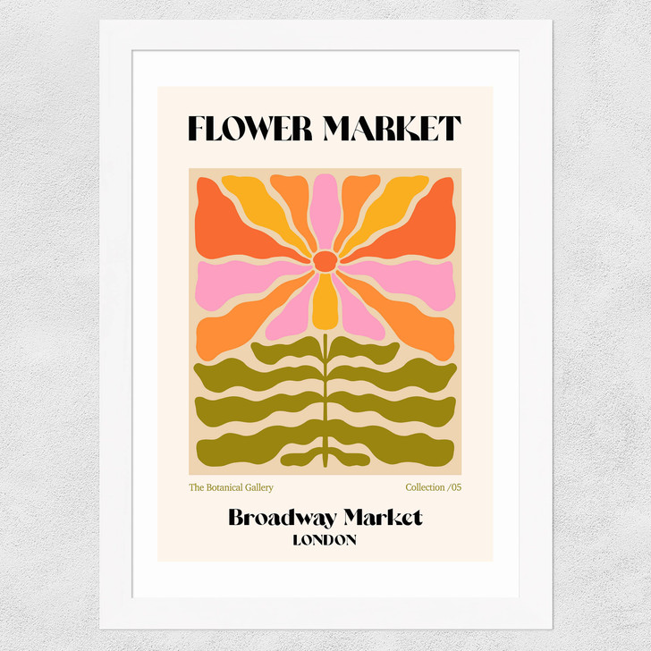 Broadway Market Flower Market Wide White Frame