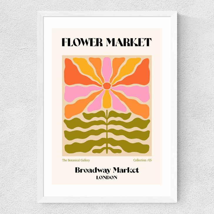 Broadway Market Flower Market Medium White Frame