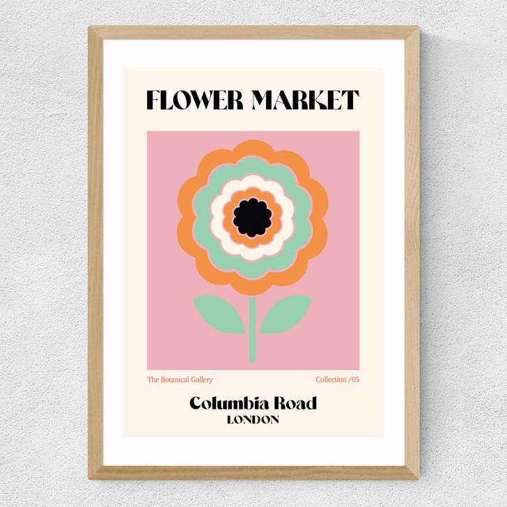 Columbia Road Flower Market by Luxe Poster Co Medium Oak Frame