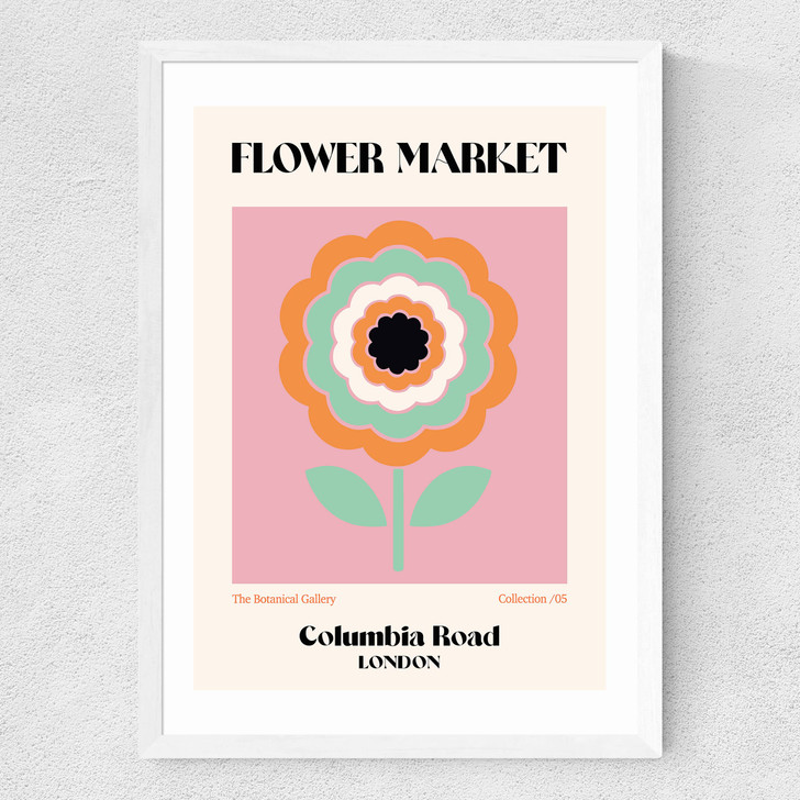 Columbia Road Flower Market by Luxe Poster Co Medium White Frame