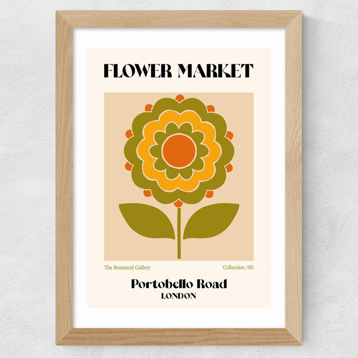 Portobello Road Flower Market Wide Oak Frame