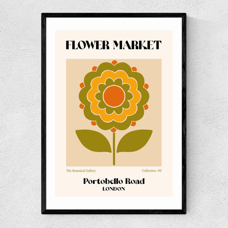 Portobello Road Flower Market Narrow Black Frame