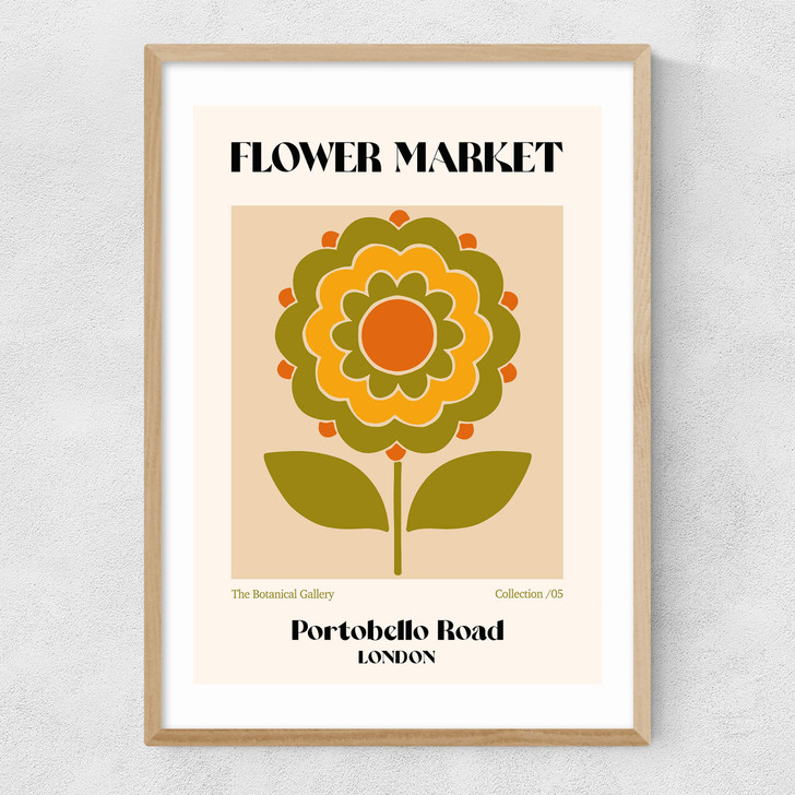 Portobello Road Flower Market Narrow Oak Frame