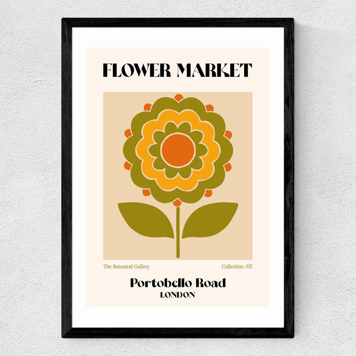 Portobello Road Flower Market Medium Black Frame