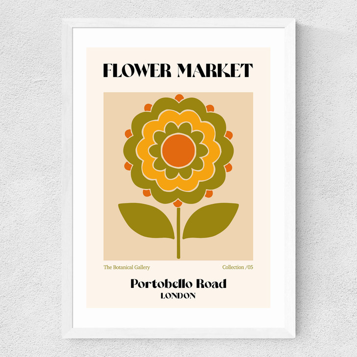 Portobello Road Flower Market Medium White Frame