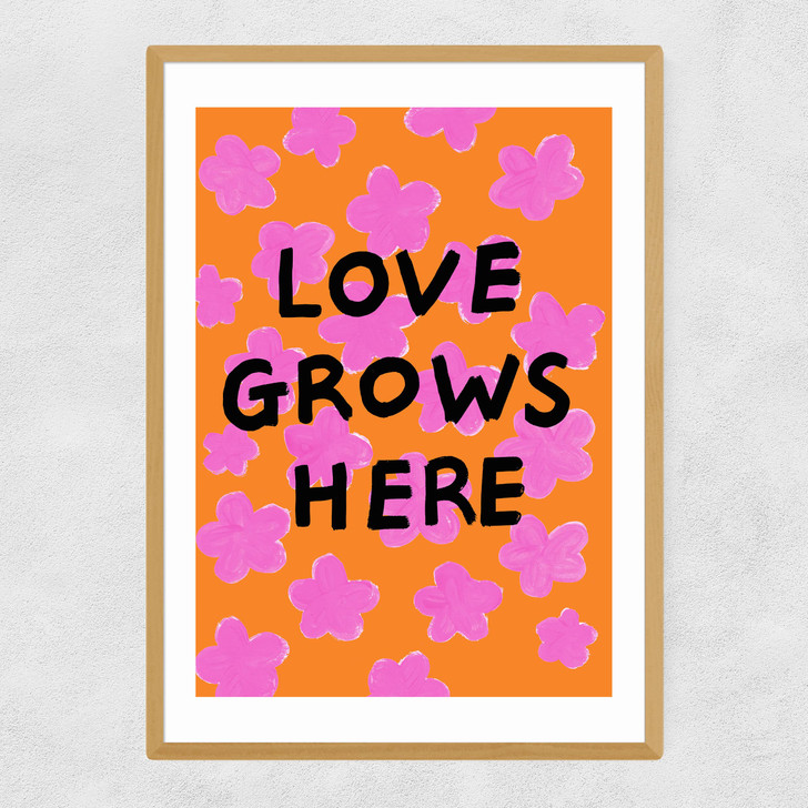 Love Grows Here Wide Black Frame Love Grows Here Wide Black Frame