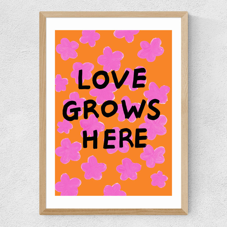 Love Grows Here Medium Oak Frame Love Grows Here Medium Oak Frame