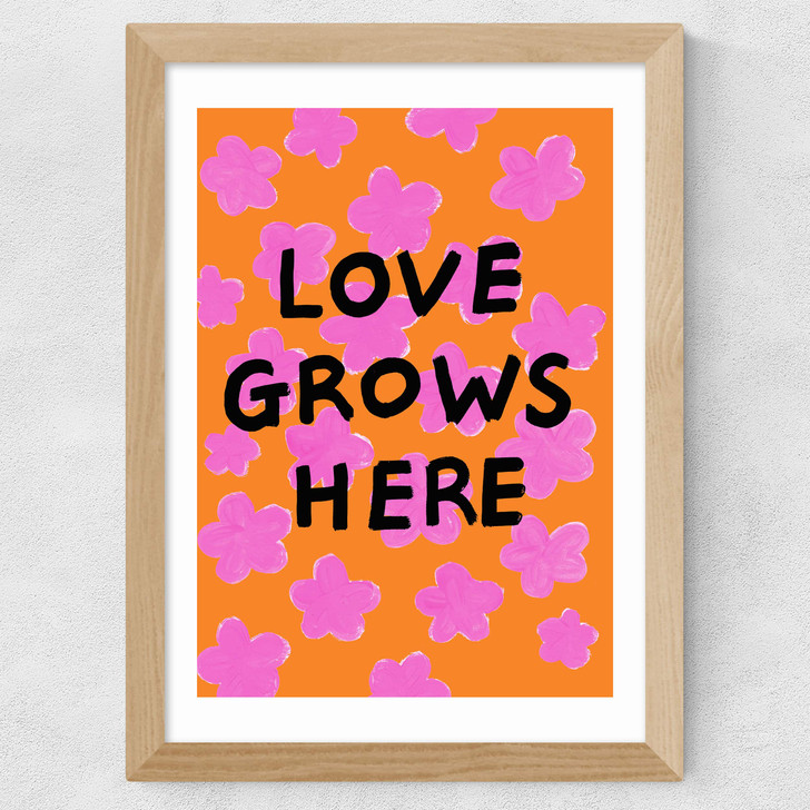 Love Grows Here Wide Oak Frame Love Grows Here Wide Oak Frame