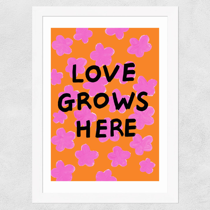 Love Grows Here Wide White Frame Love Grows Here Wide White Frame