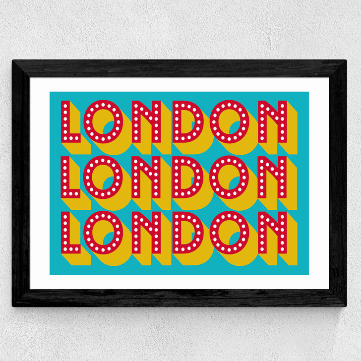 London Typography Wide Black Frame London Typography Wide Black Frame