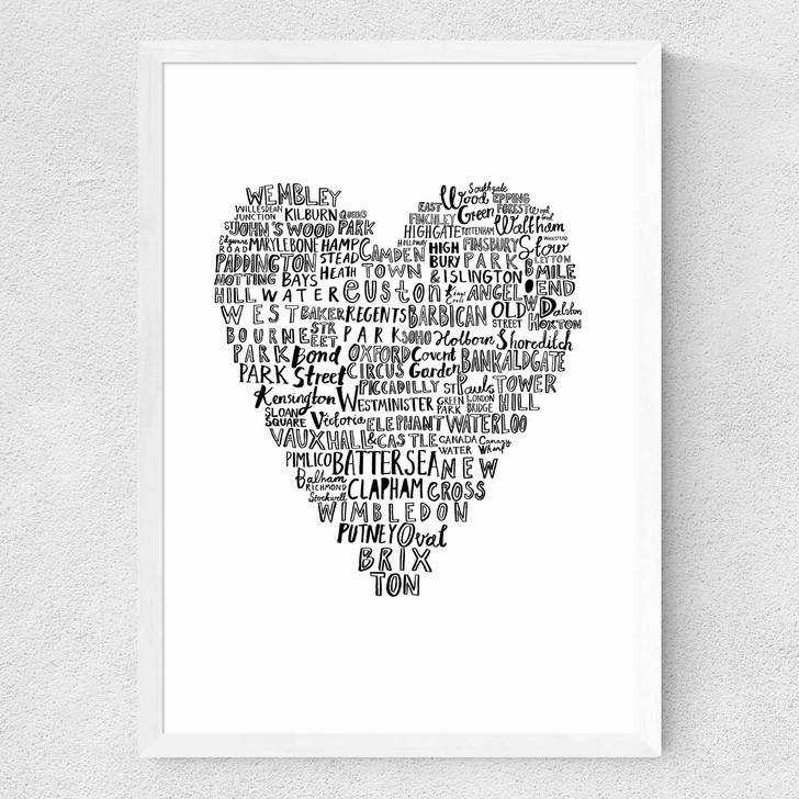My Heart Belongs To London Medium White Frame