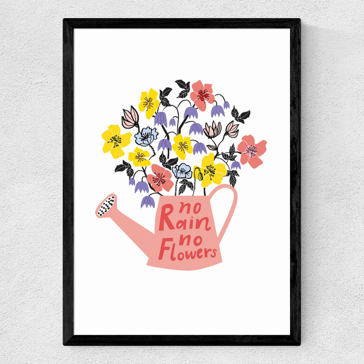 No Rain No Flowers Medium Black Frame