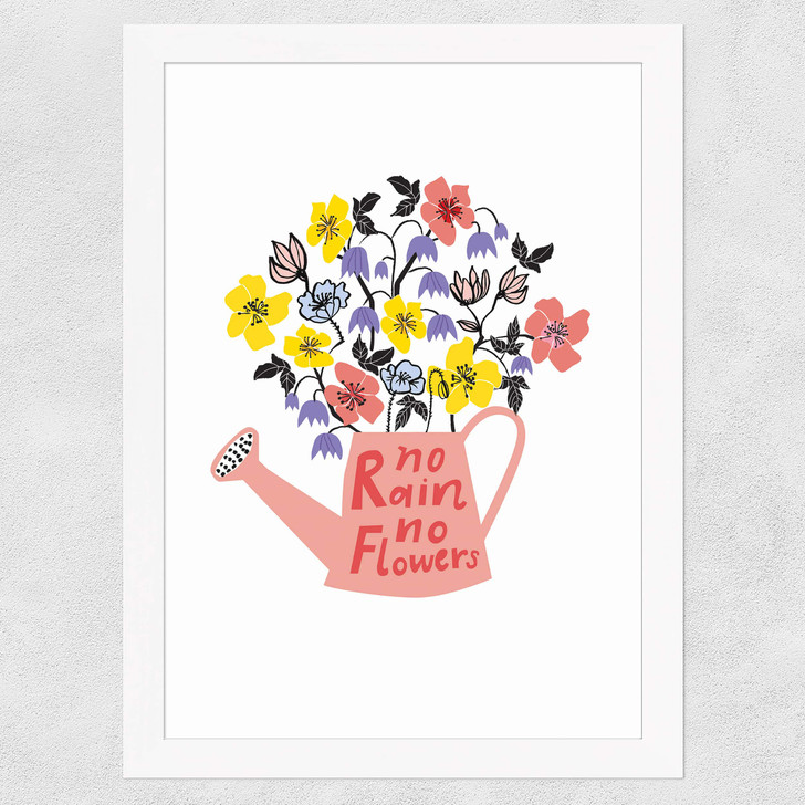No Rain No Flowers Wide White Frame