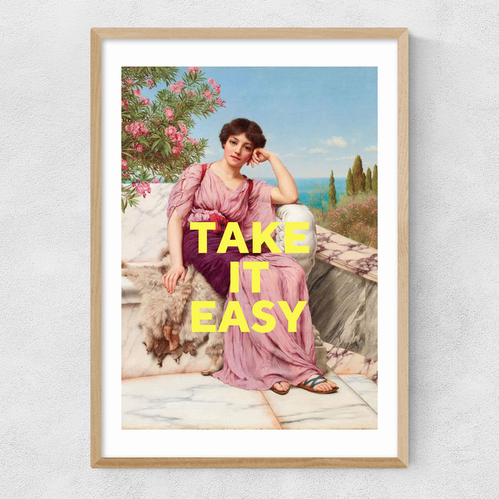 Take It Easy by Oh Fine! Art Narrow Oak Frame