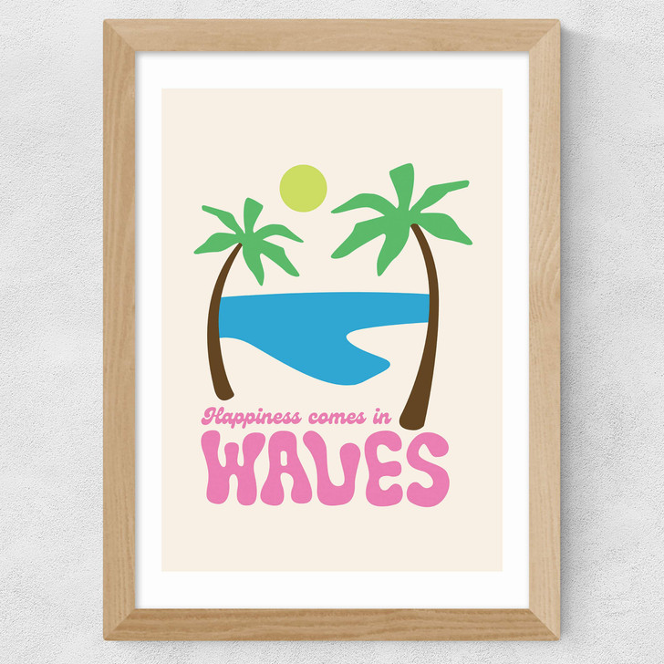 Happiness by The Violet Eclectic Wide Oak Frame Happiness by The Violet Eclectic Wide Oak Frame