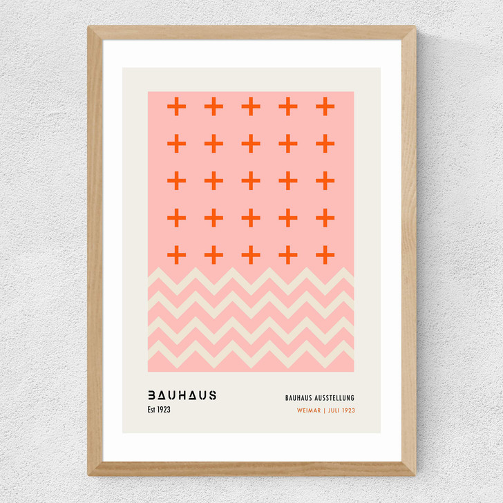 Pink Bauhaus Medium Oak Frame