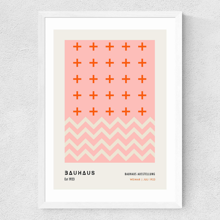 Pink Bauhaus Medium White Frame