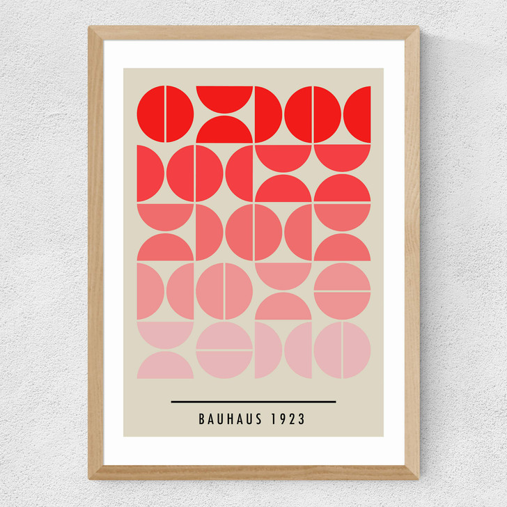 Red Bauhaus Gradient Medium Oak Frame