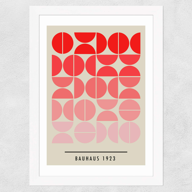 Red Bauhaus Gradient Wide White Frame