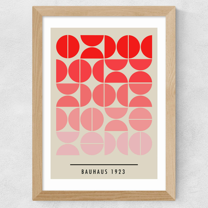Red Bauhaus Gradient Wide Oak Frame