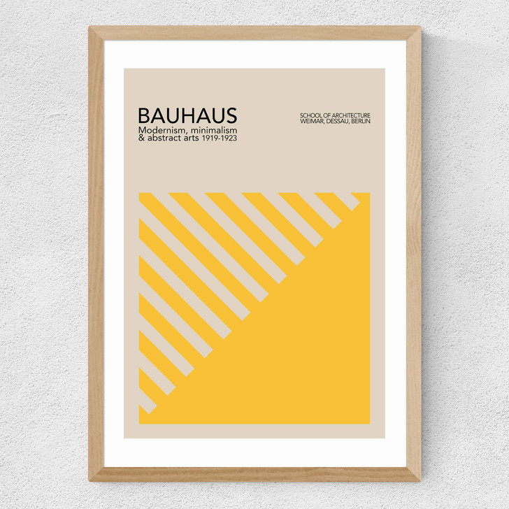 Yellow Bauhaus Medium Oak Frame