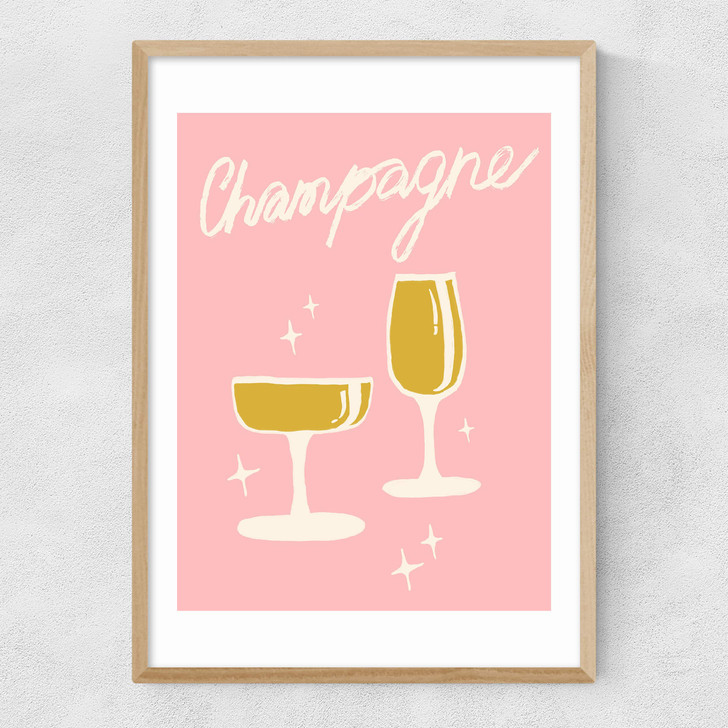 Champagne by Tartagain Narrow Oak Frame Champagne by Tartagain Narrow Oak Frame