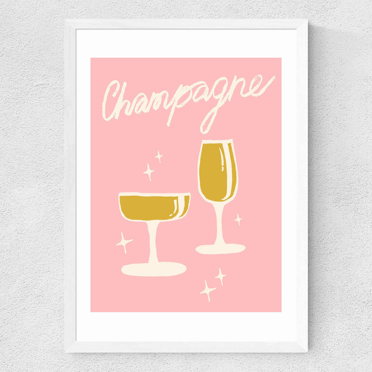 Champagne by Tartagain Medium White Frame Champagne by Tartagain Medium White Frame