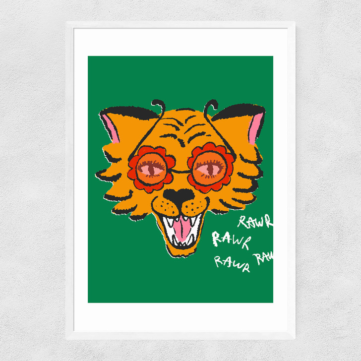 Groovy Tiger Narrow White Frame Groovy Tiger Narrow White Frame