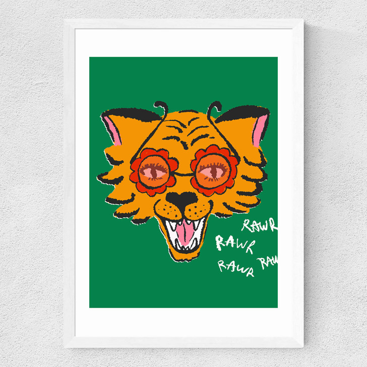 Groovy Tiger Medium White Frame