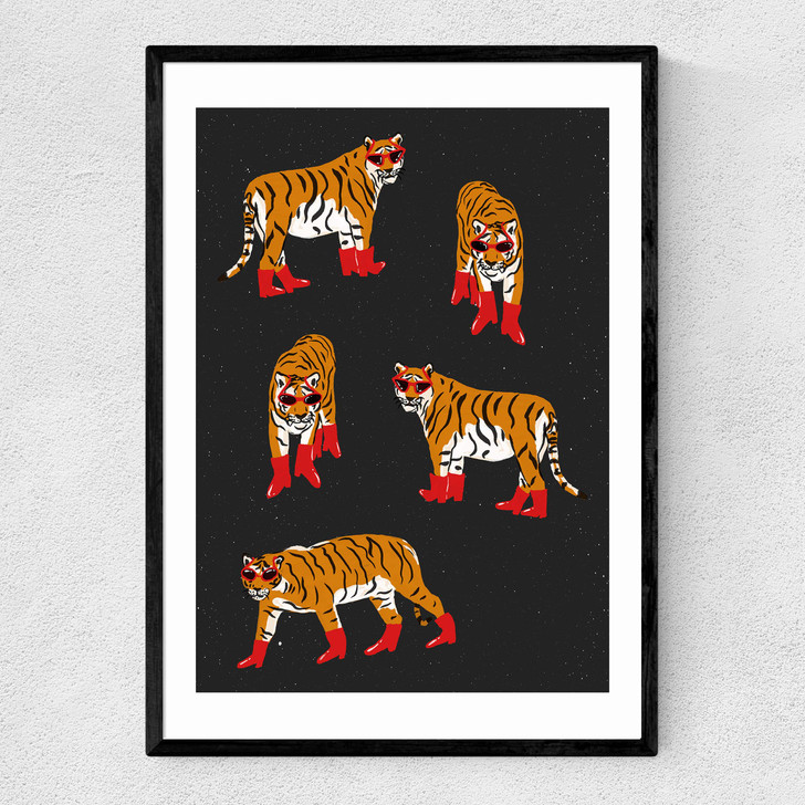 Tigers In Red Boots Narrow Black Frame