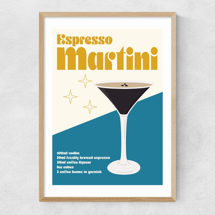 Espresso Martini Cocktail Narrow Oak Frame