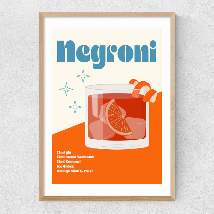 Negroni Cocktail Narrow Oak Frame Negroni Cocktail Narrow Oak Frame