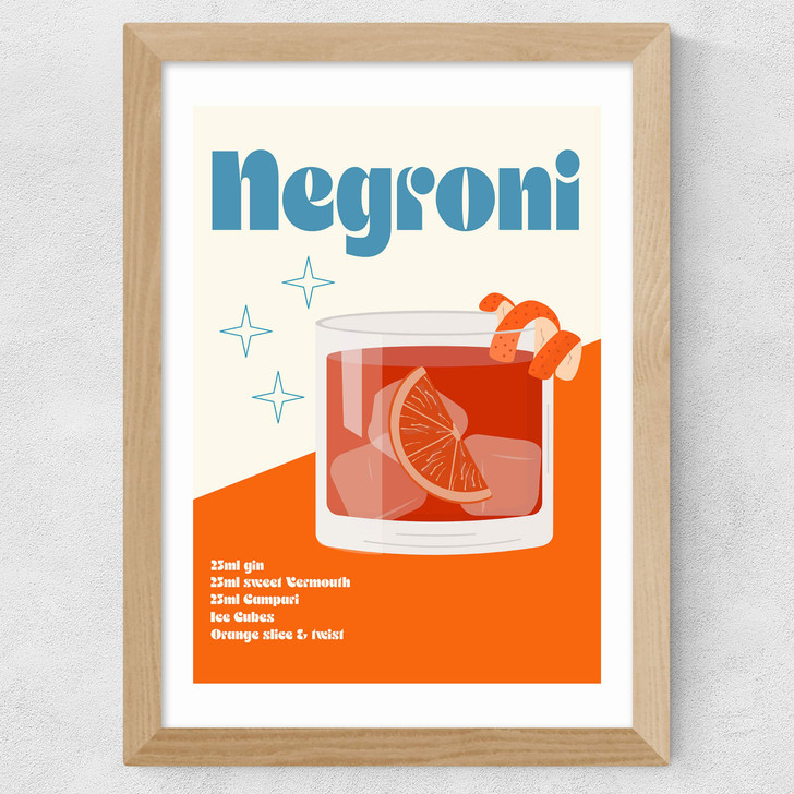 Negroni Cocktail Wide Oak Frame Negroni Cocktail Wide Oak Frame