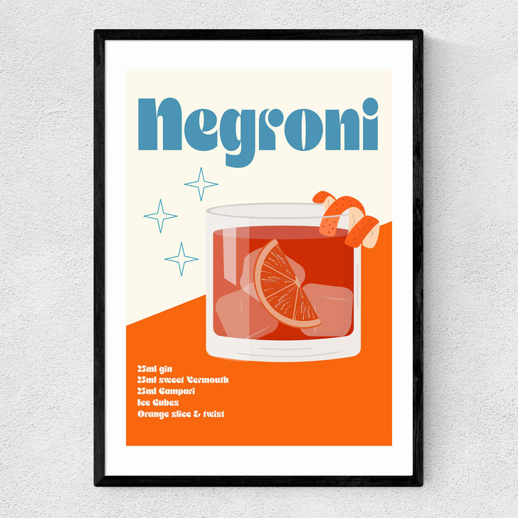 Negroni Cocktail Narrow Black Frame