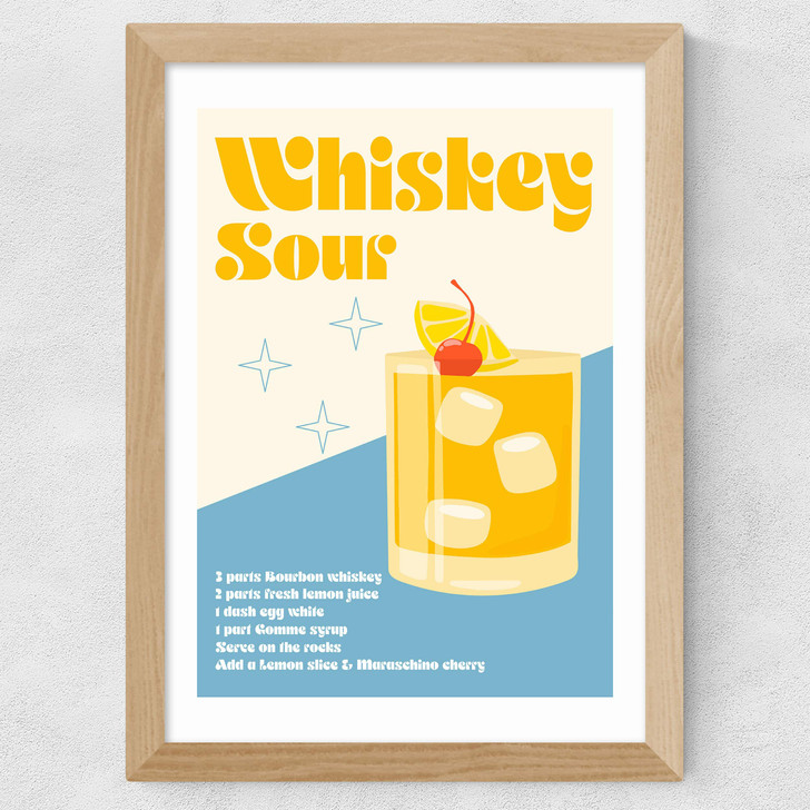 Whiskey Sour Cocktail Wide Oak Frame Whiskey Sour Cocktail Wide Oak Frame