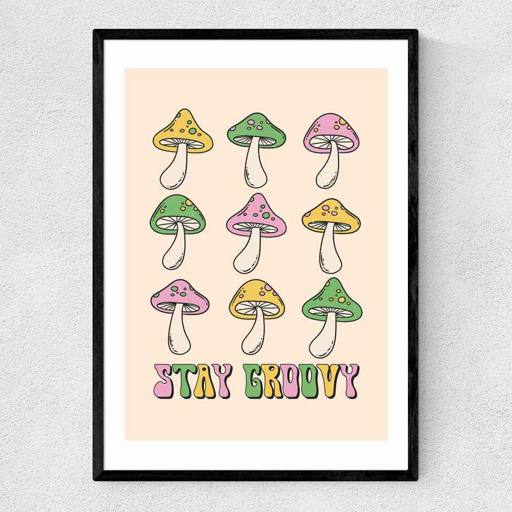 Stay Groovy Mushroom Narrow Black Frame Stay Groovy Mushroom Narrow Black Frame