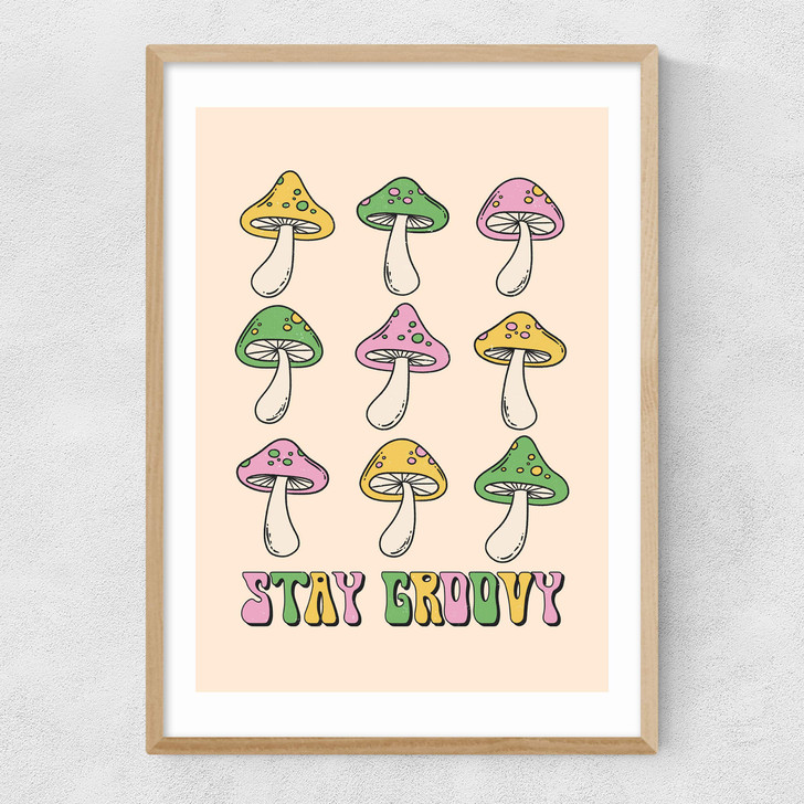Stay Groovy Mushroom Narrow Oak Frame
