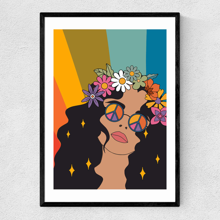 Groovy Hippie Girl Narrow Black Frame Groovy Hippie Girl Narrow Black Frame