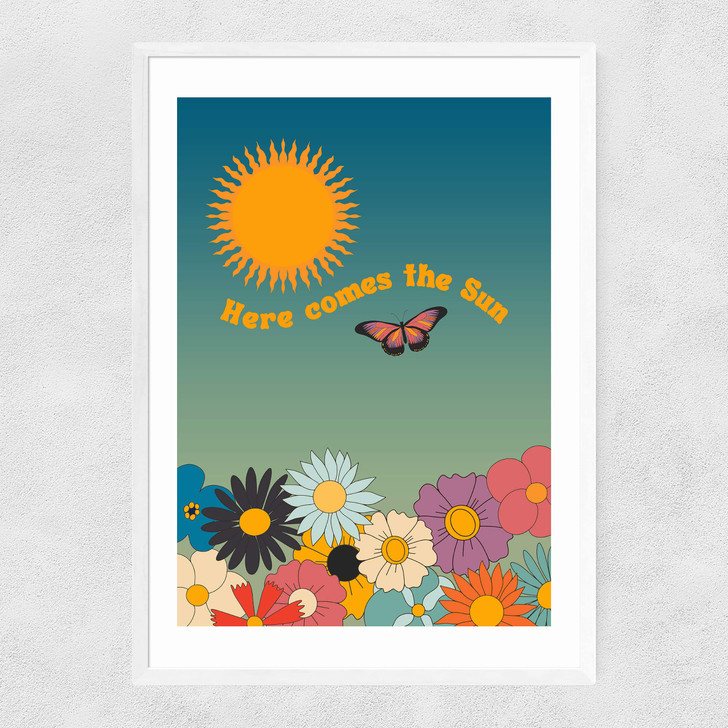 Retro Here Comes The Sun Narrow White Frame Retro Here Comes The Sun Narrow White Frame