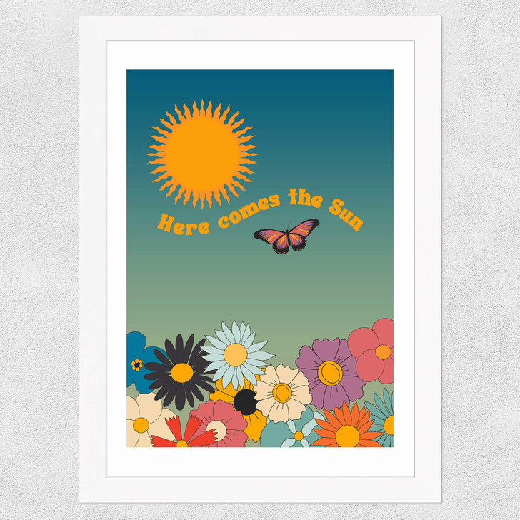 Retro Here Comes The Sun Wide White Frame Retro Here Comes The Sun Wide White Frame